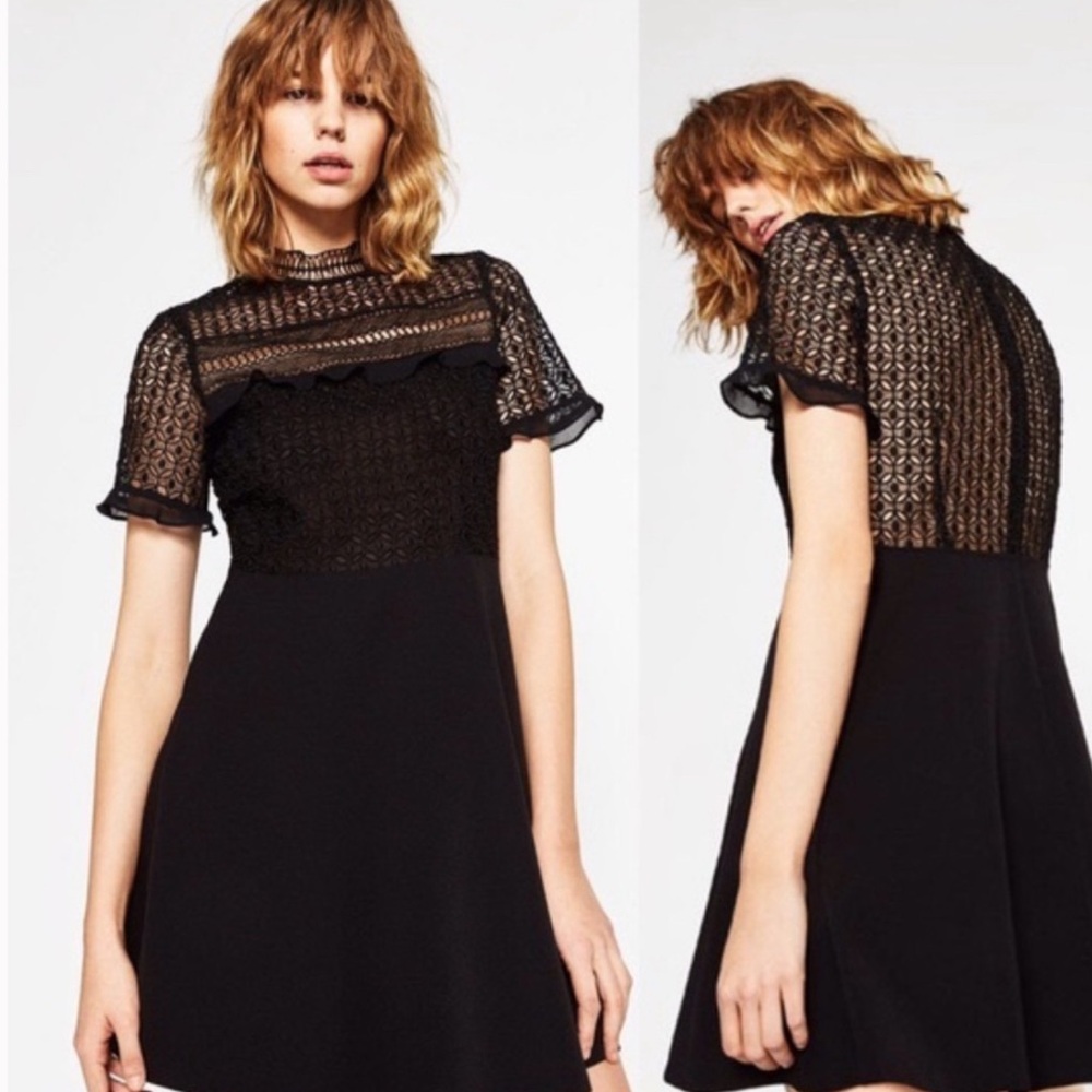 ZARA Elegant Black Lace Dress